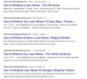 google results for winterize lawn mower