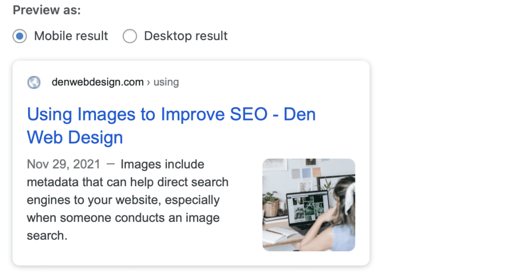 using images to improve SEO